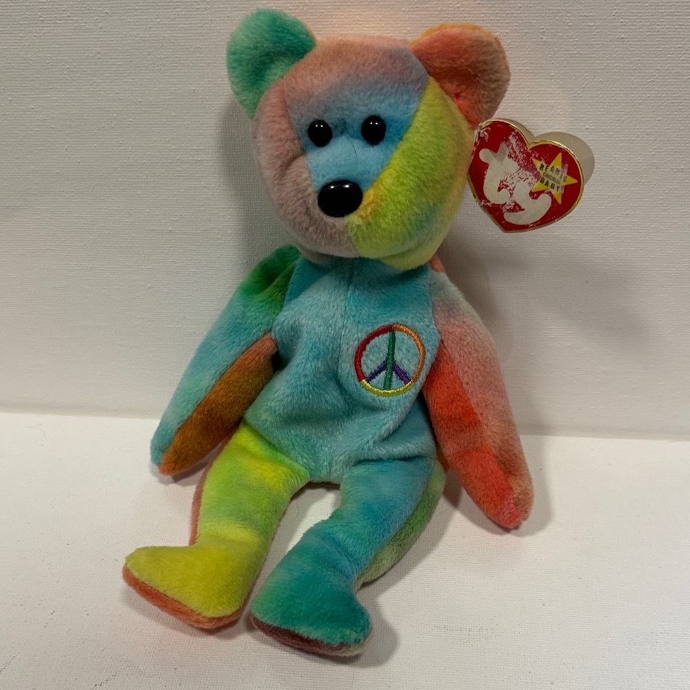 Ty Multicolor Peace Bear Plush